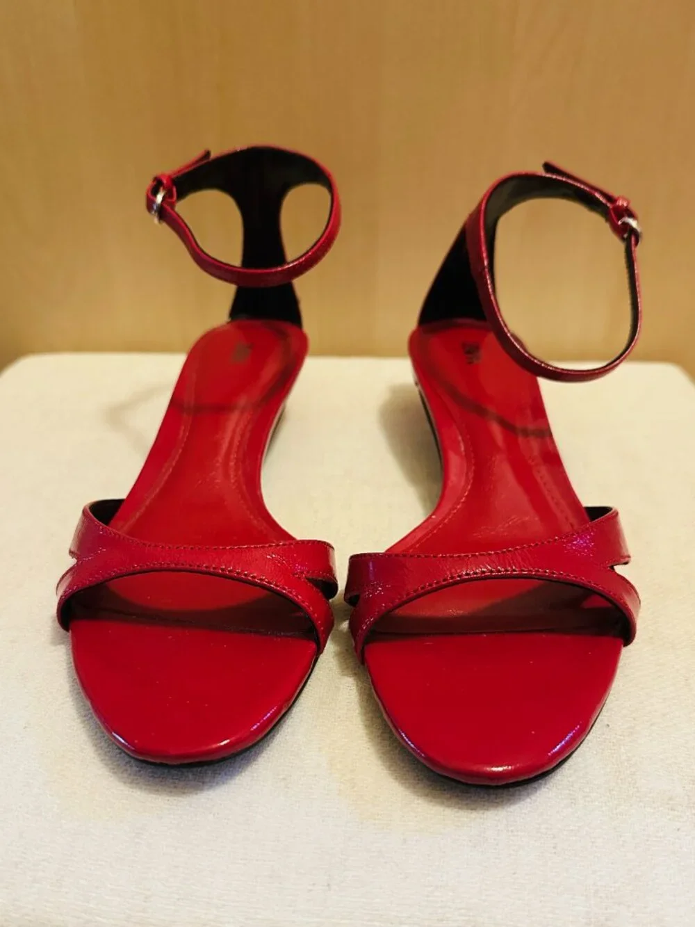 ZARA LEATHER ANKLE STRAP SANDALS - RED size 36 / 6 - Picture 4 of 12